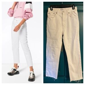 Re/Done 70S STOVE PIPE White Jeans High Waist Straight Leg ankle length Sz 26